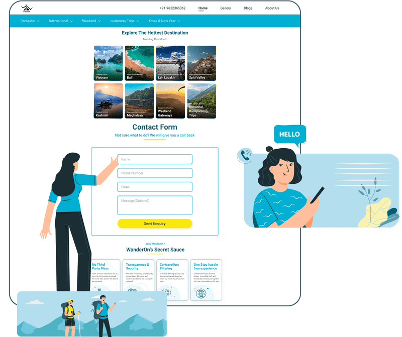 A couple planning their honeymoon itinerary with a WanderOn travel expert